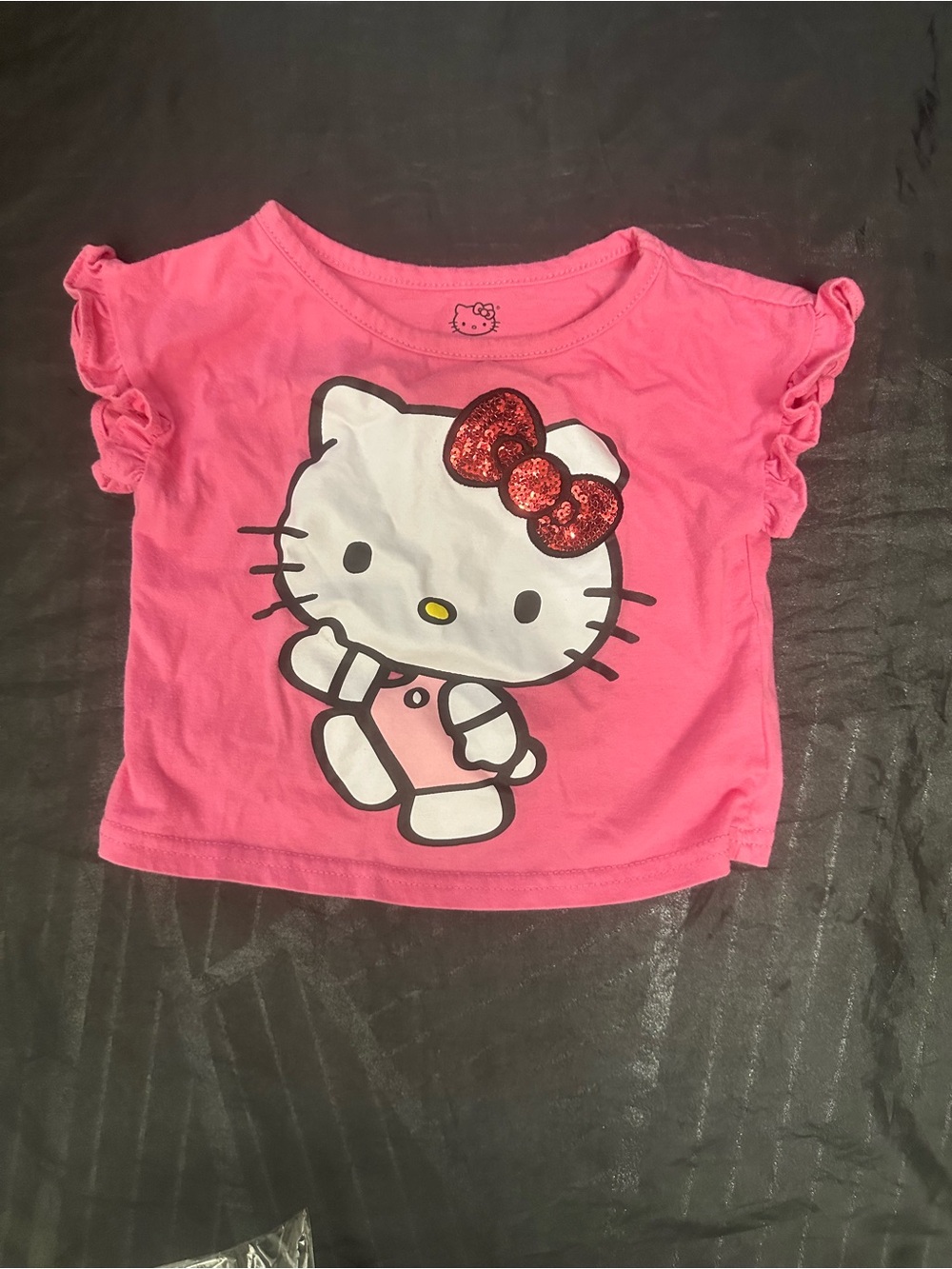 Hello Kitty Bright Pink Tee with Red Glitter Bow